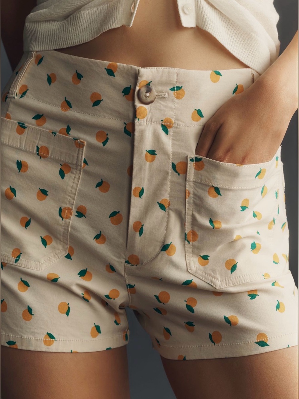 NWT Maeve Colette High-Rise Shorts with Orange Pattern, Size 29